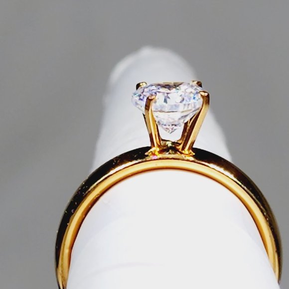 Cubic Zirconia engagement/promise ring in 14K YG over Stainless Steel sz 9 - Picture 6 of 6